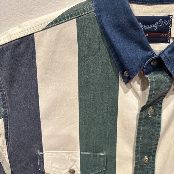 Vtg WRANGLER Brushpopper Shirt XL 17- 35 Western Rodeo Cowboy 90s Workwear RARE - Picture 5 of 11